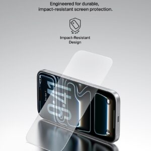 tempered glass screen protector guard for iphone 17/16 pro, scratch resistant impact protection included with easy align tray for bubble free application